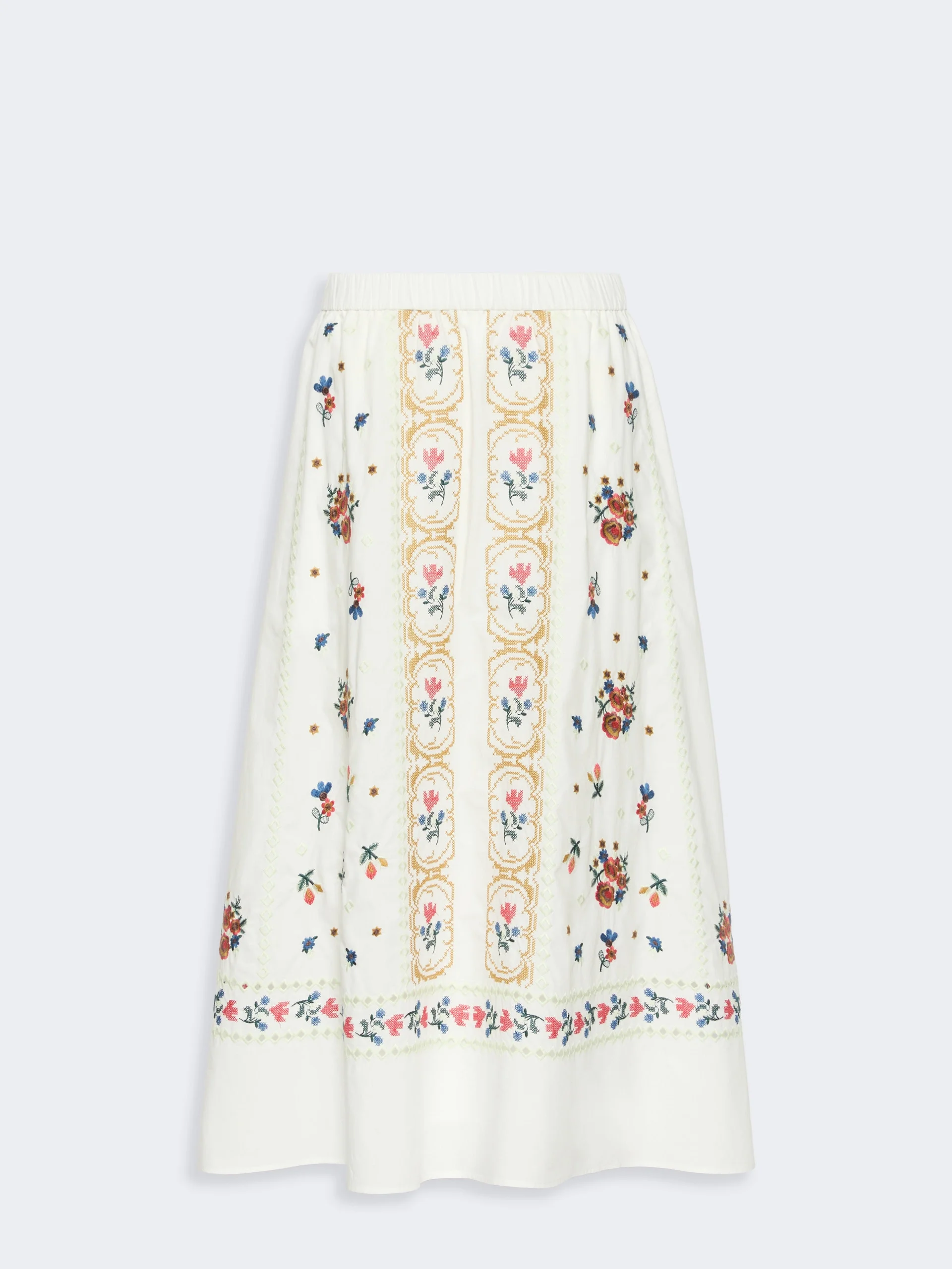 FALLA Long embroidered cotton skirt - WHITE - 1