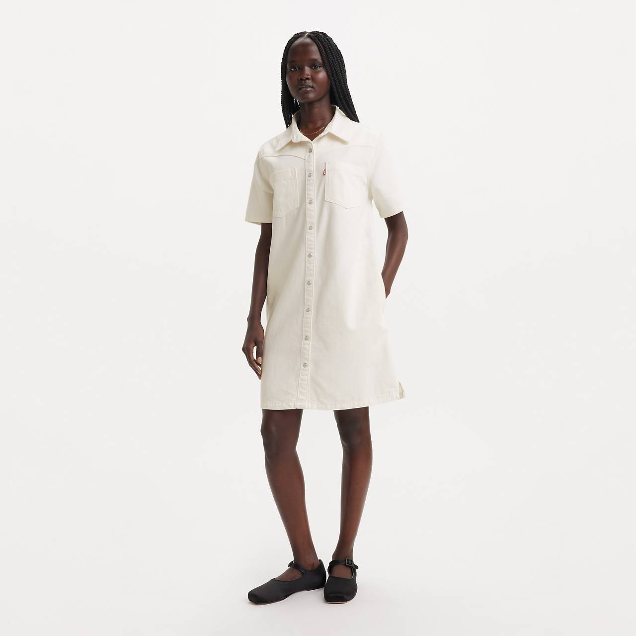 LOUISA SHORT SLEEVE DENIM DRESS - 3