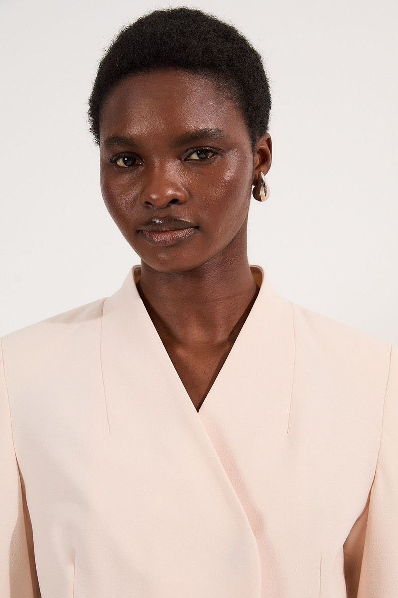 KAREN MILLEN Petite Compact Stretch Asymmetric Single Breasted Tailored Blazer outlook