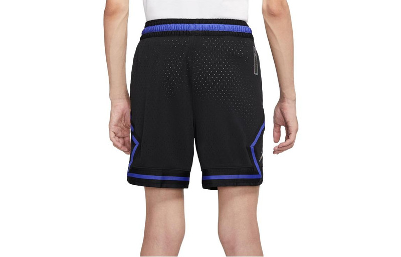 Jordan Men's Air Jordan Stripe Logo Printing Lacing Straight Sports Shorts Black DV9002-010 outlook