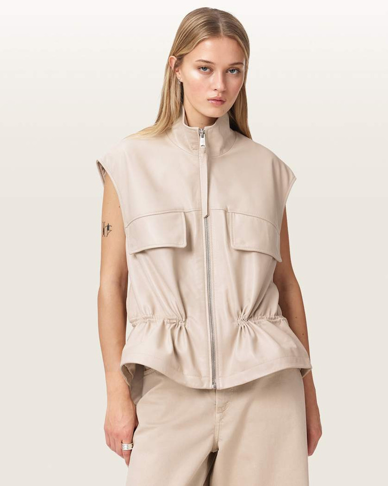 ALLSAINTS FLOR RELAXED FIT LEATHER GILET outlook