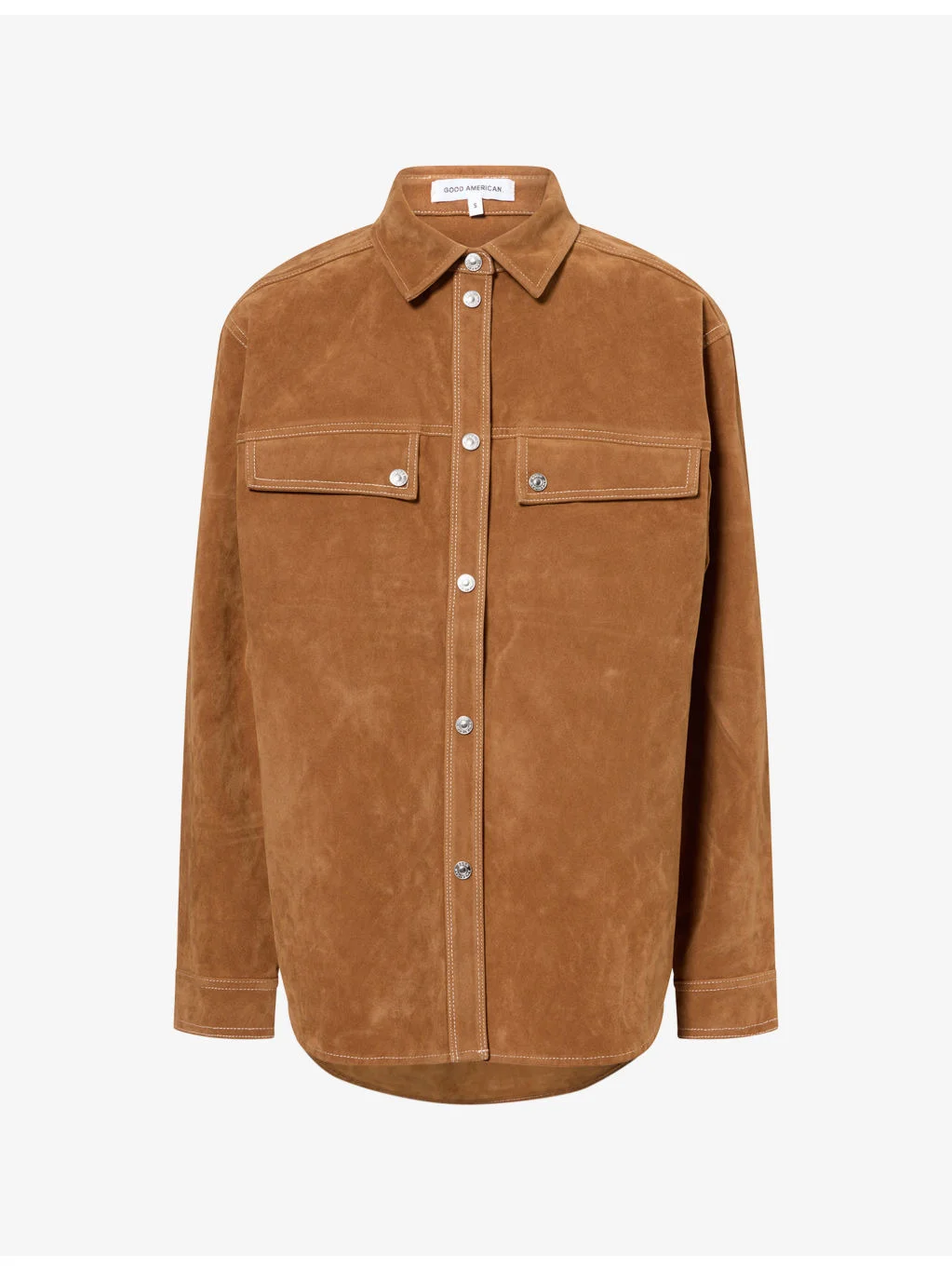 Contrast-Stitch Suede Overshirt - 1