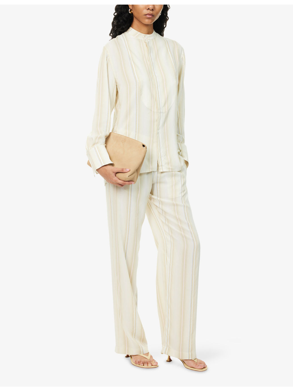Striped Wide-Leg Woven Trousers - 2