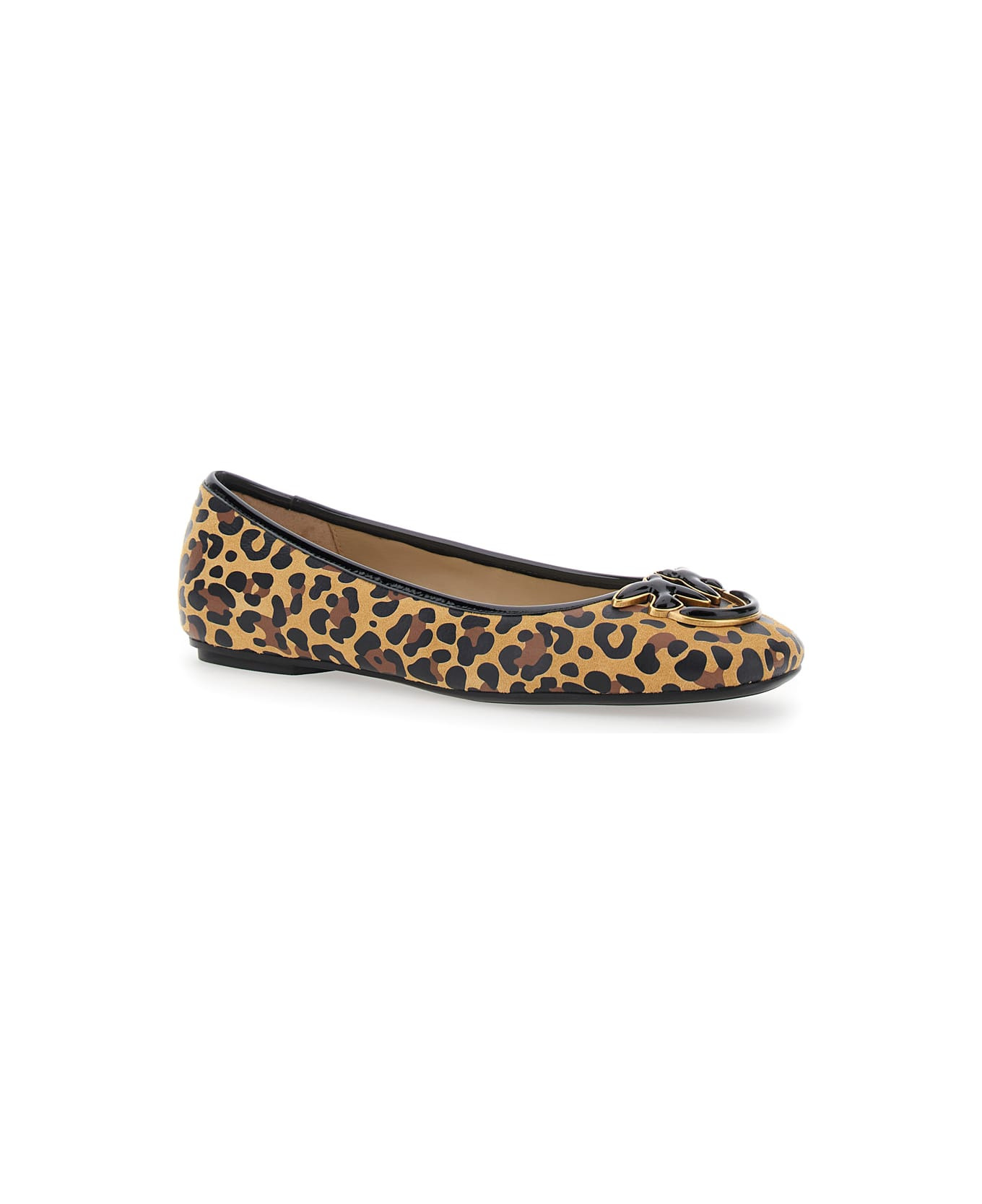 'max' Multicolor Ballet Shoes With Logo Love Birds Diamond Cut On The Front And Leopard Motif In Sue - 2