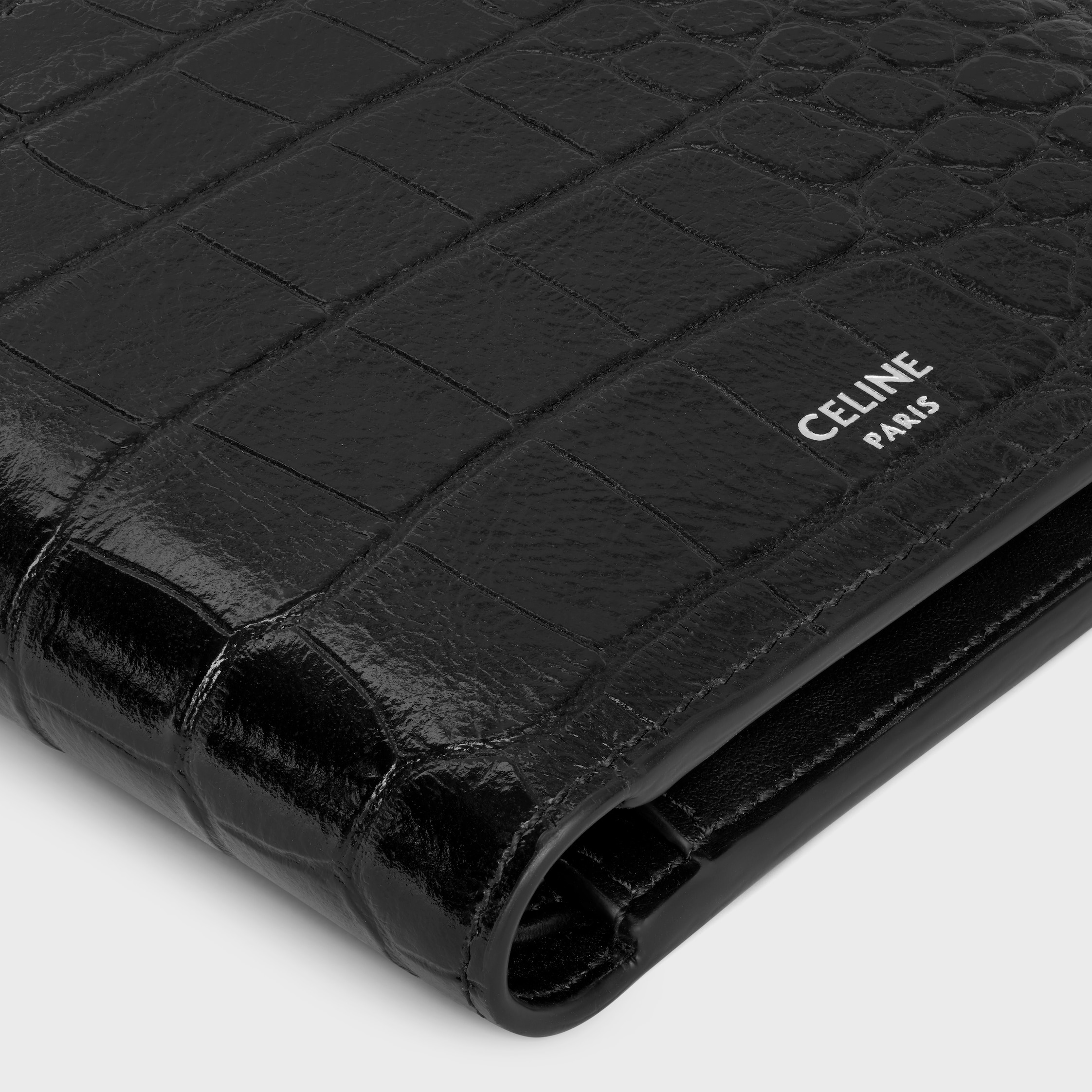 Bi-fold Wallet with Coin Compartment in Crocodile Embossed Calfskin - 5