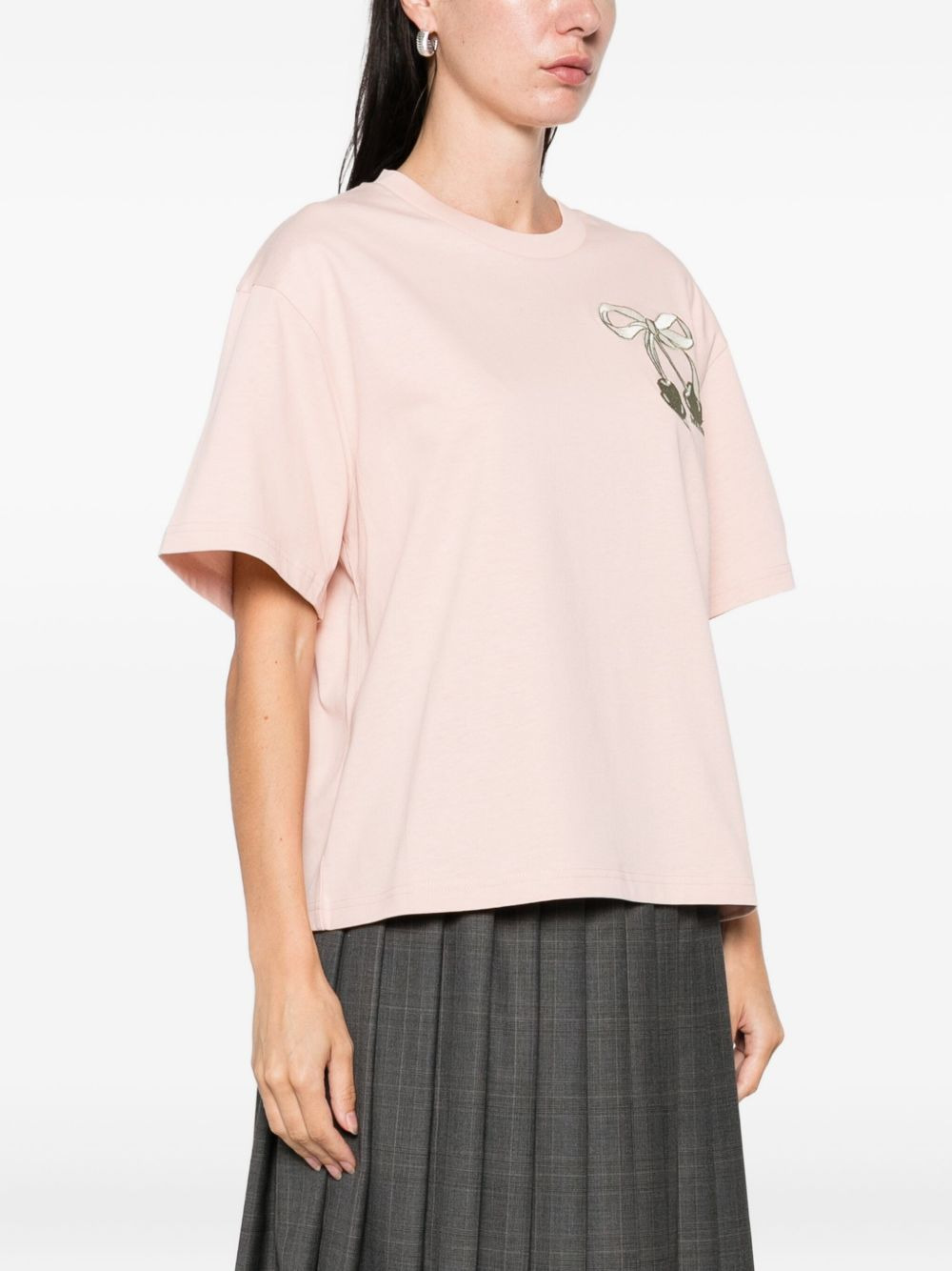 bow-embroidered T-shirt - 3