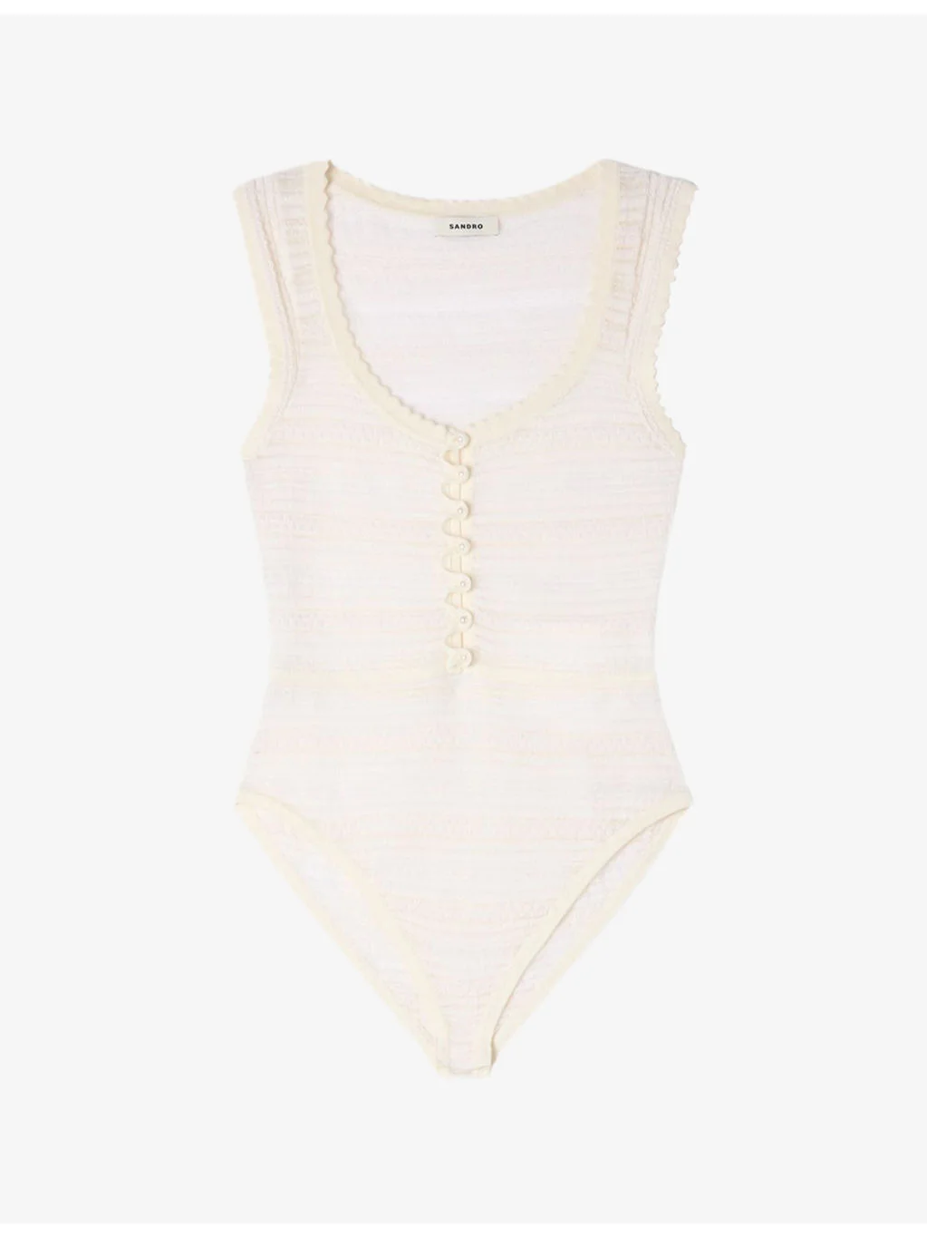 Sleeveless Round-Neck Knitted Bodysuit - 1