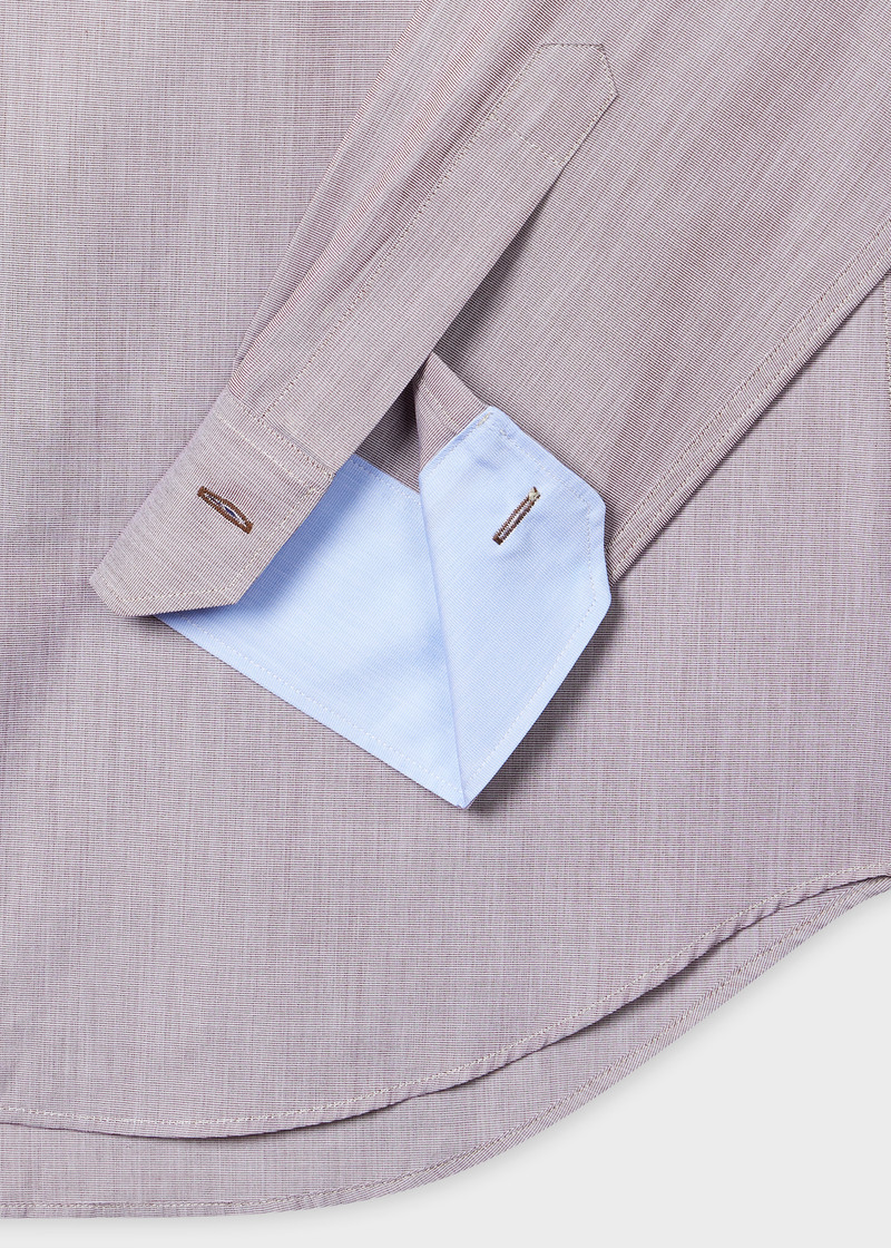 Paul Smith Tailored-Fit Light Brown End-On-End Cotton Shirt outlook