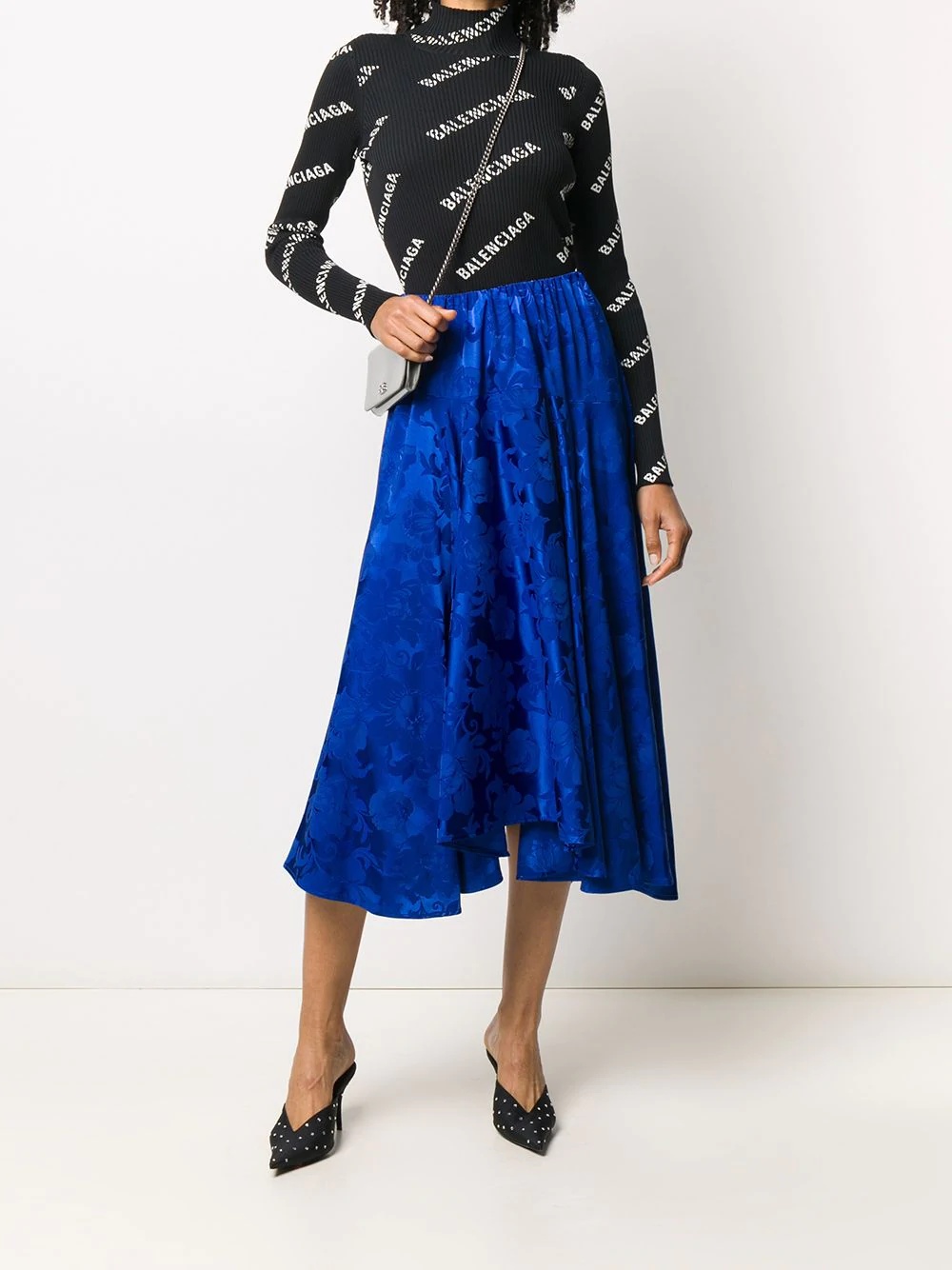 floral jacquard asymmetric skirt - 2