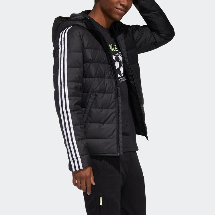 adidas neo Windproof Stay Warm Casual hooded Zipper Down Jacket Black GJ8784 - 6