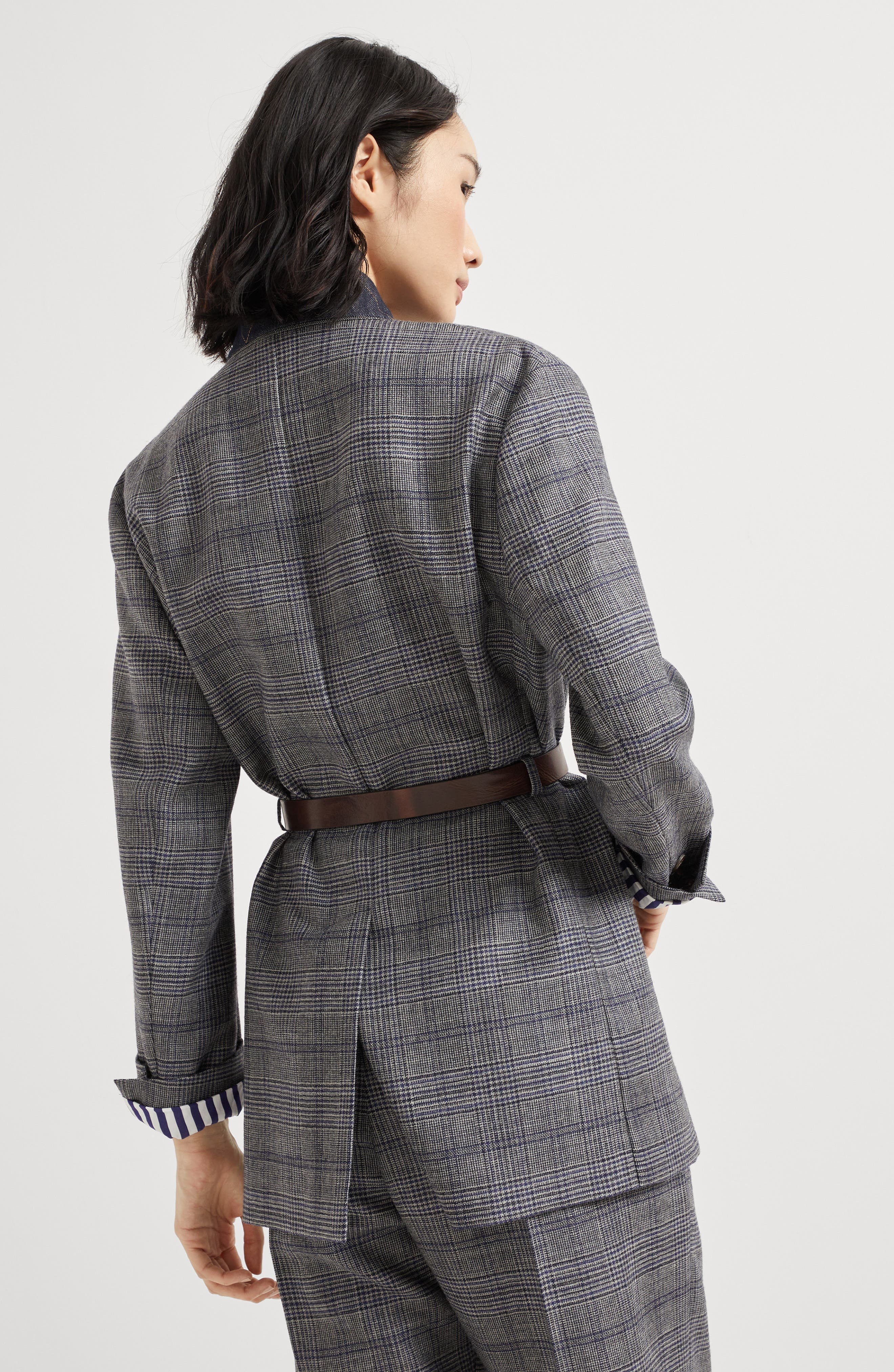 Brunello Cucinelli Prince of wales blazer in Grey at Nordstrom - 3