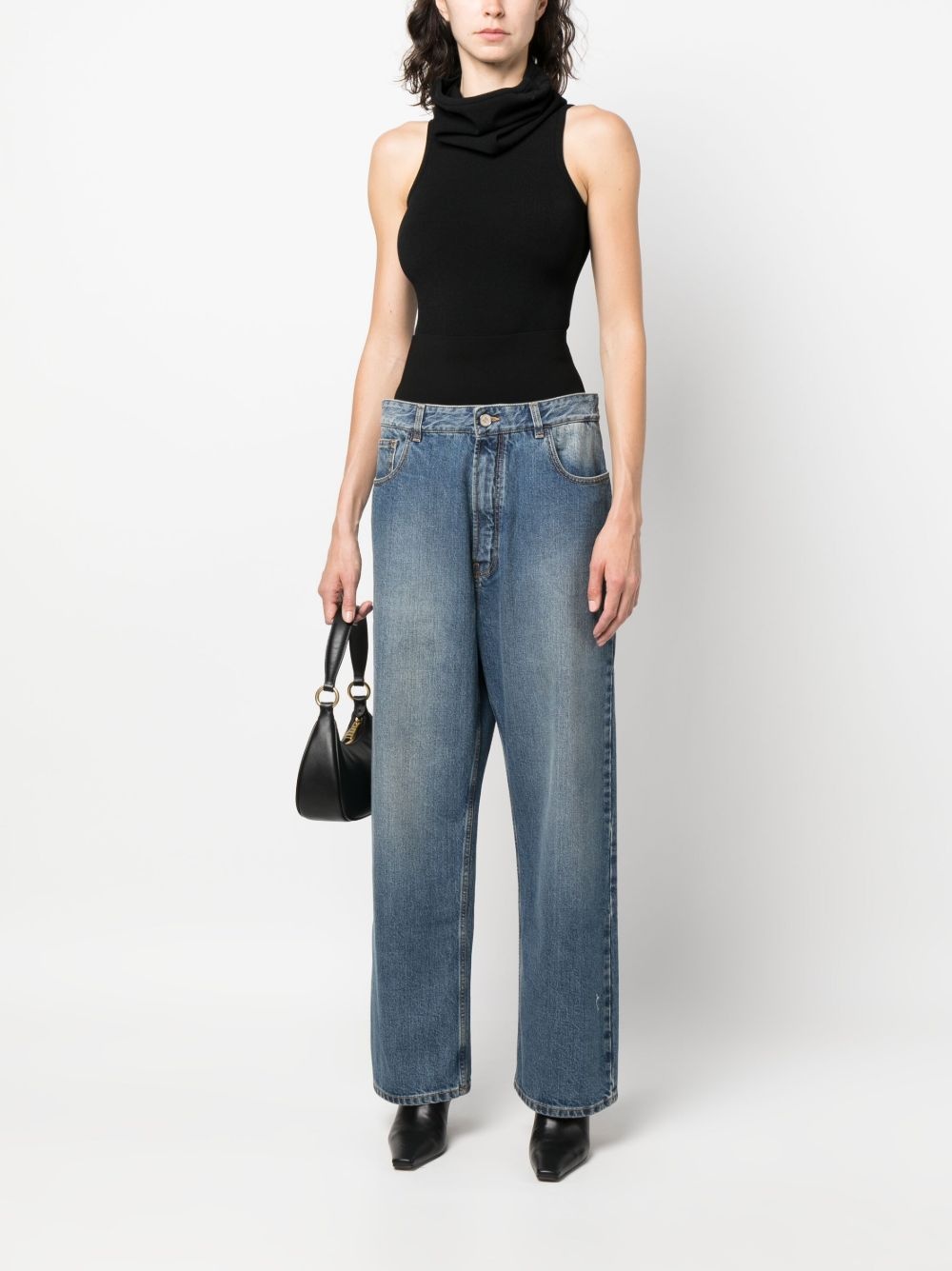 knit belt straight-leg jeans - 2