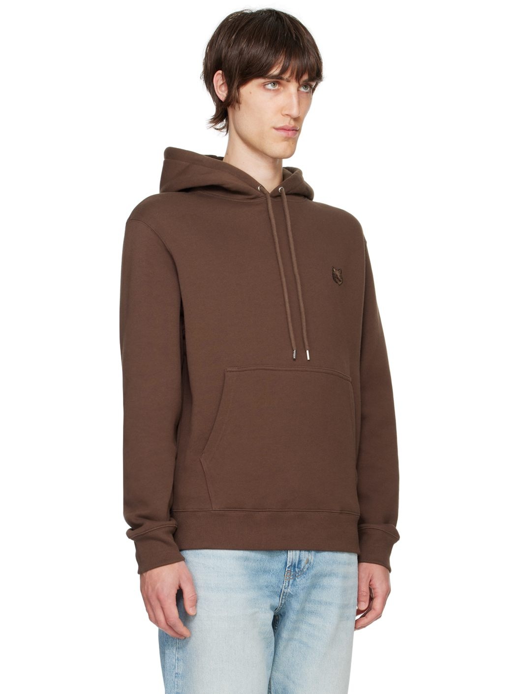 Brown Bold Fox Head Patch Hoodie - 2