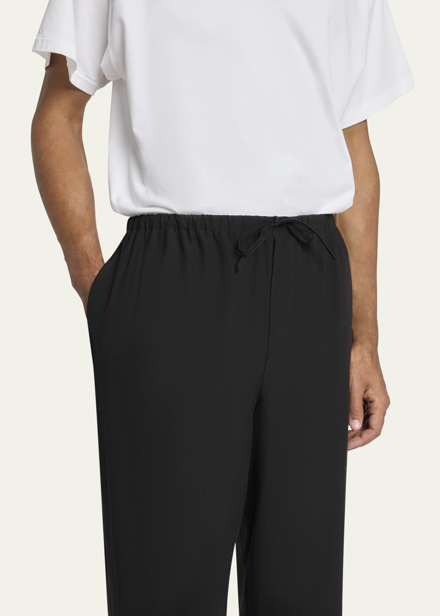 Men's Loose-Fit Wool Drawstring Pants - 5