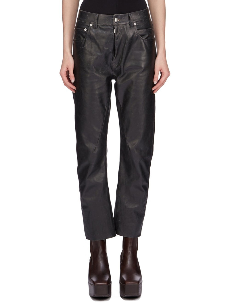 Black Hollywood Detroit Cut Leather Pants 1