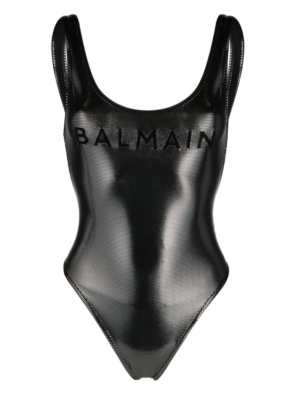 logo-embroidered metallic swimsuit - 1