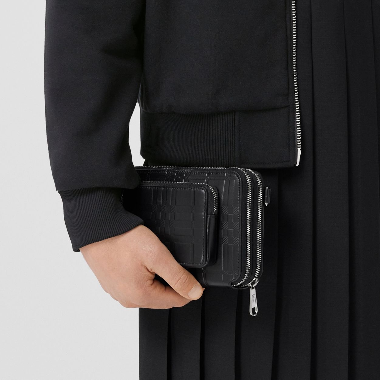 Embossed Check Leather Crossbody Bag - 9