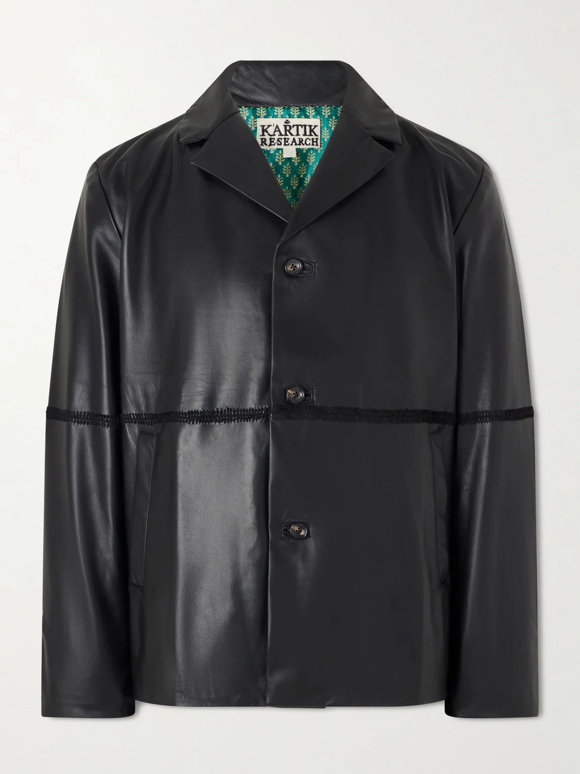 Embroidered Leather Jacket - 1