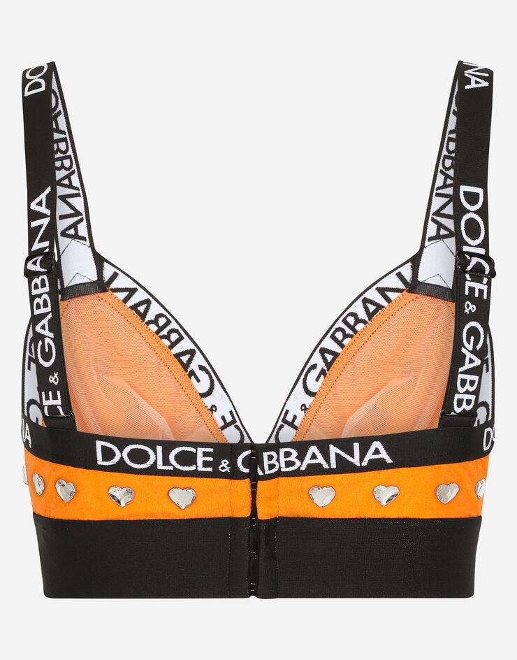Spandex triangle bra with rhinestones and branded elastic - 2