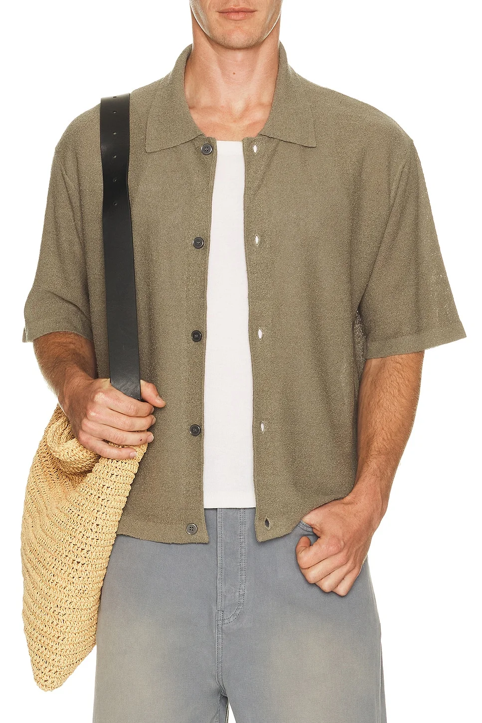Light Cotton Silk Short Sleeve Cardigan - 1