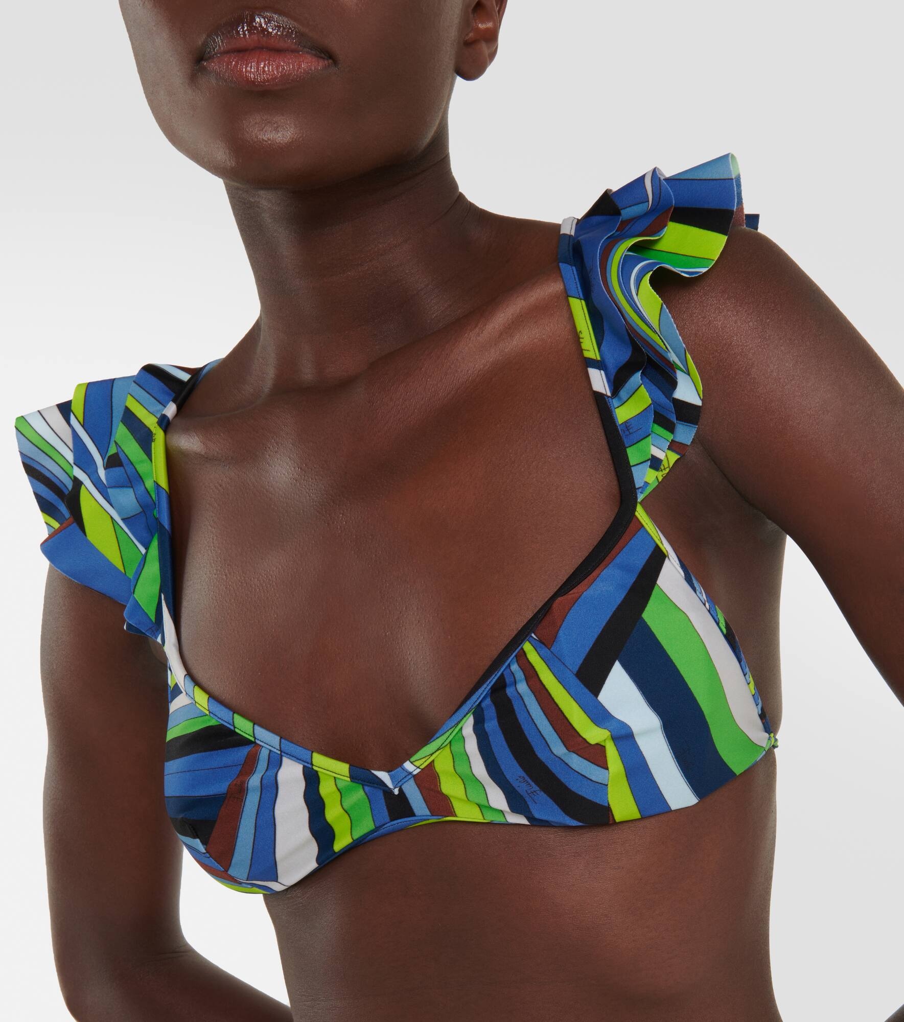 Printed ruffled bikini top - 4