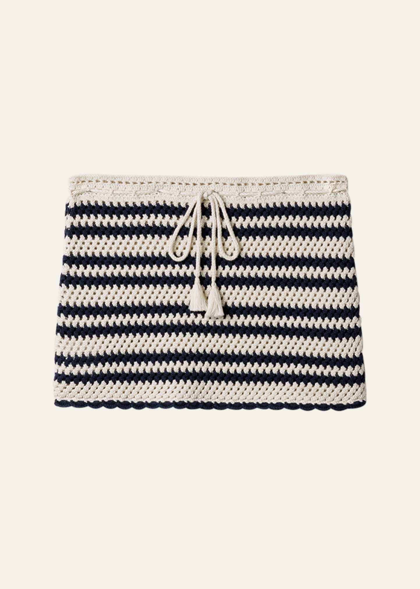 Striped Cotton Crochet Mini Skirt - 1