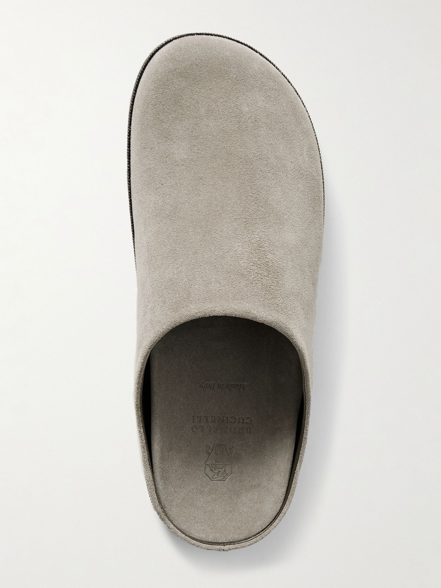 Bead-embellished suede mules Gray - 5
