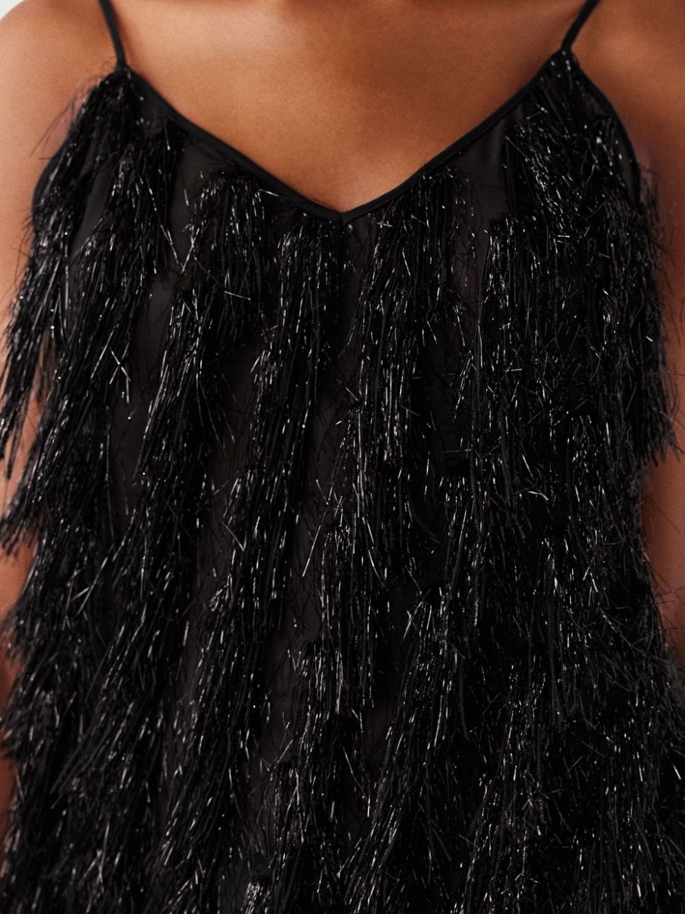 Glitter-Tassel V-neck tank top - 6