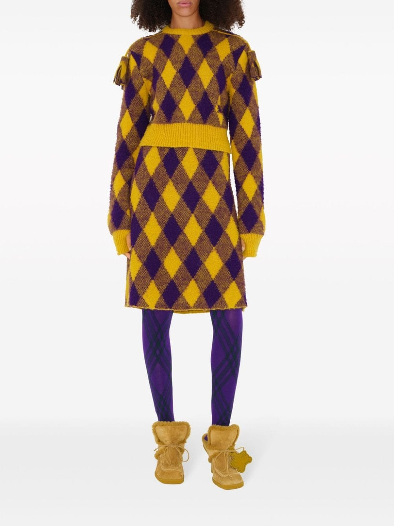 Burberry Argyle check-pattern knitted skirt outlook