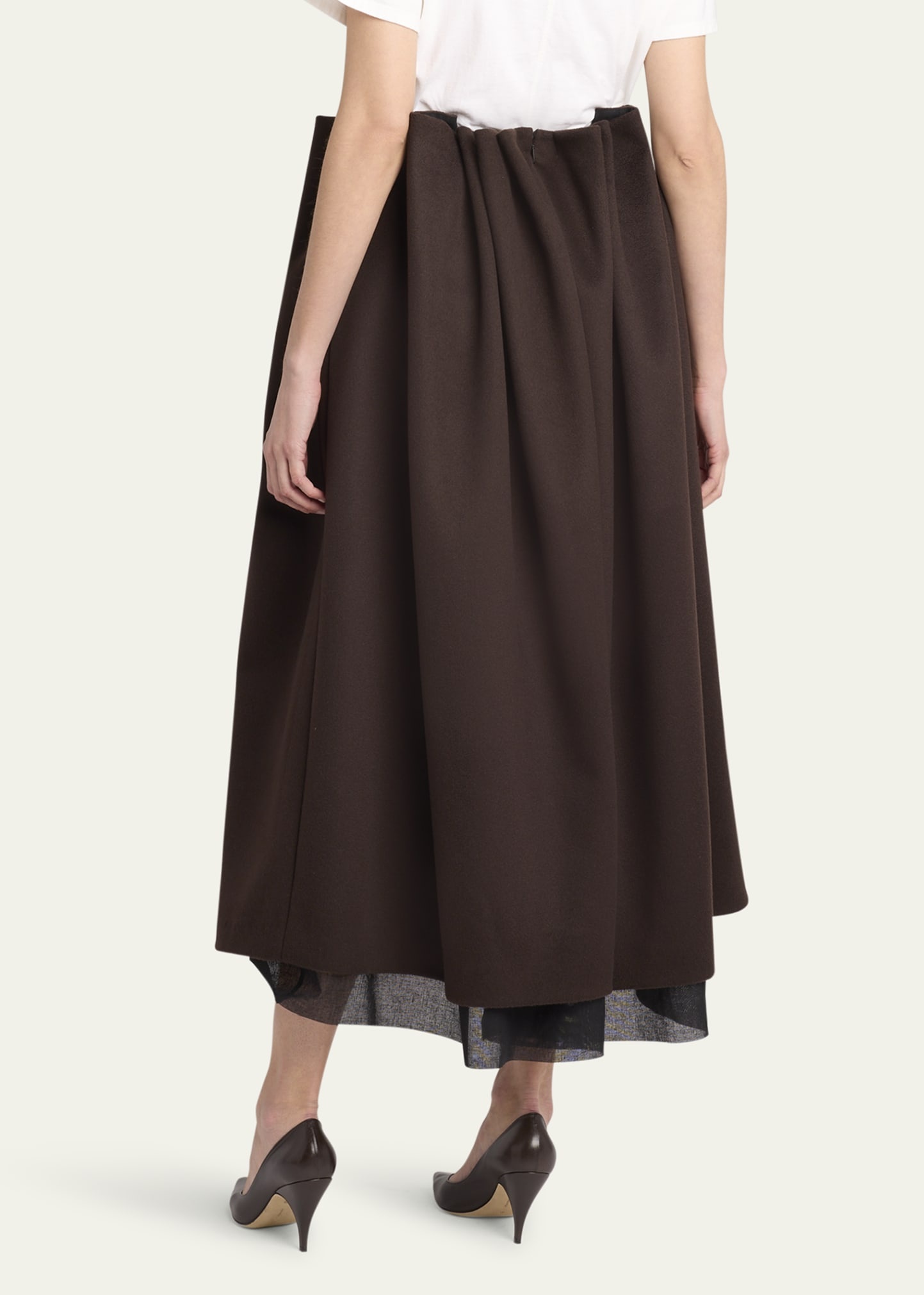 Lamartine Gathered Midi Cashmere Wool Skirt - 3