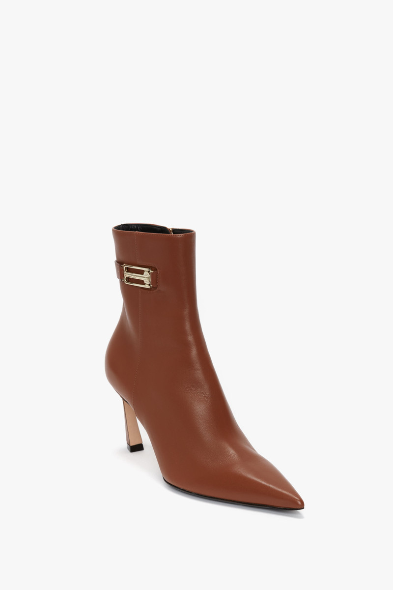Victoria Beckham Pointed Toe Half Boot In Tan Leather outlook