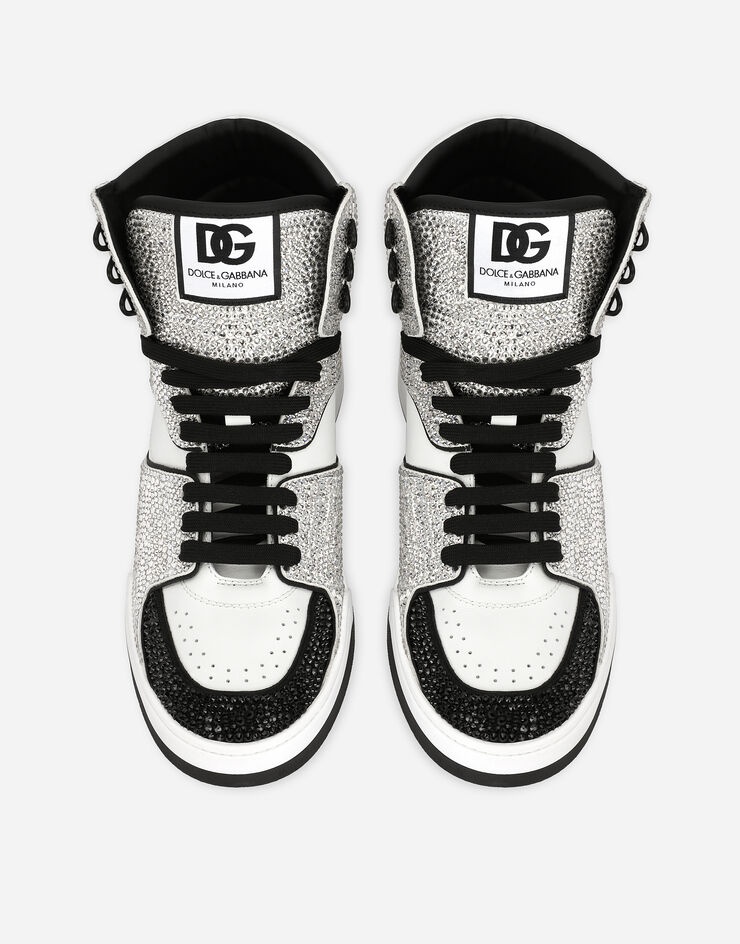 Calfskin New Roma high-top sneakers with fusible rhinestones - 4