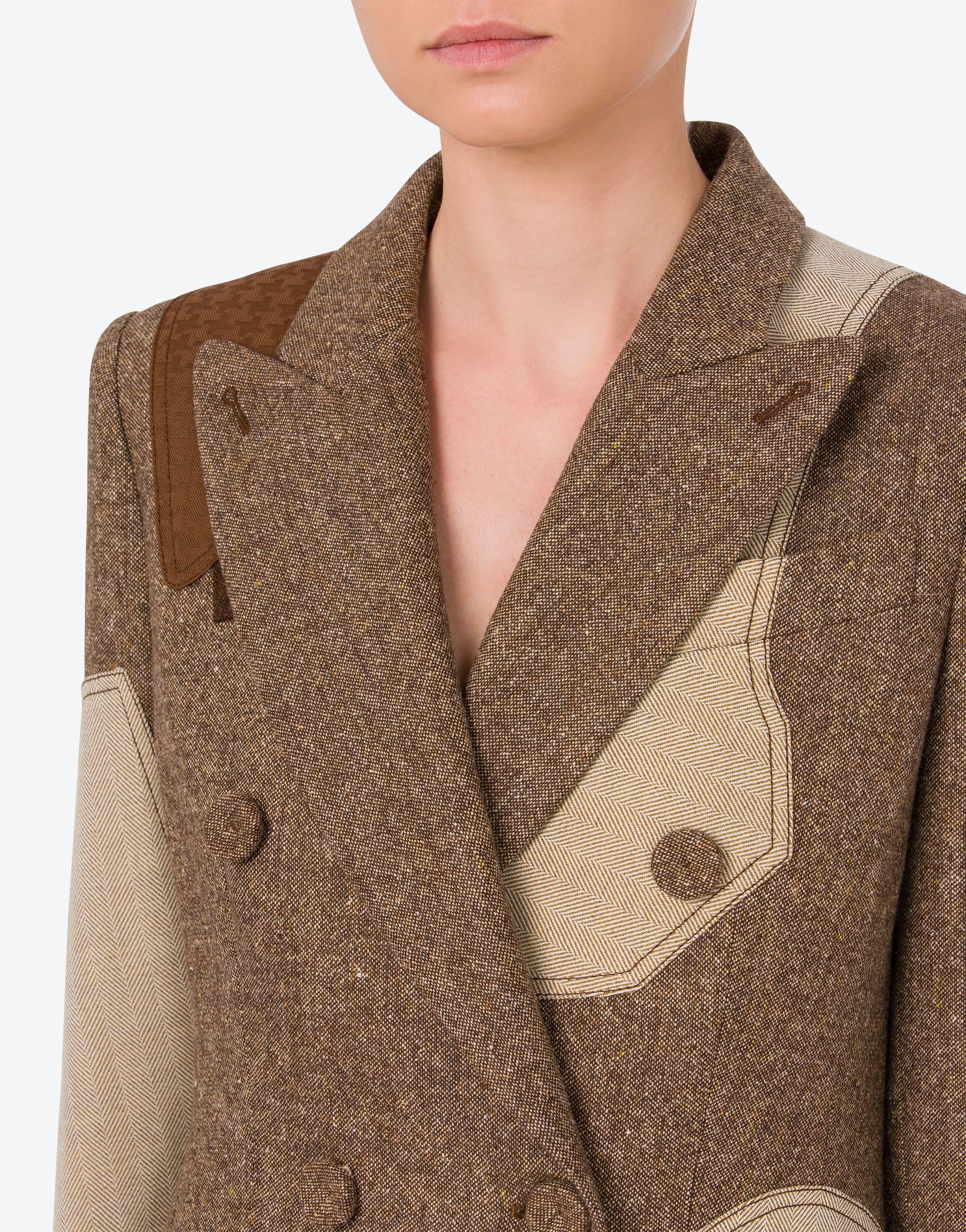 PATCHWORK WOOL BLEND COAT - 4