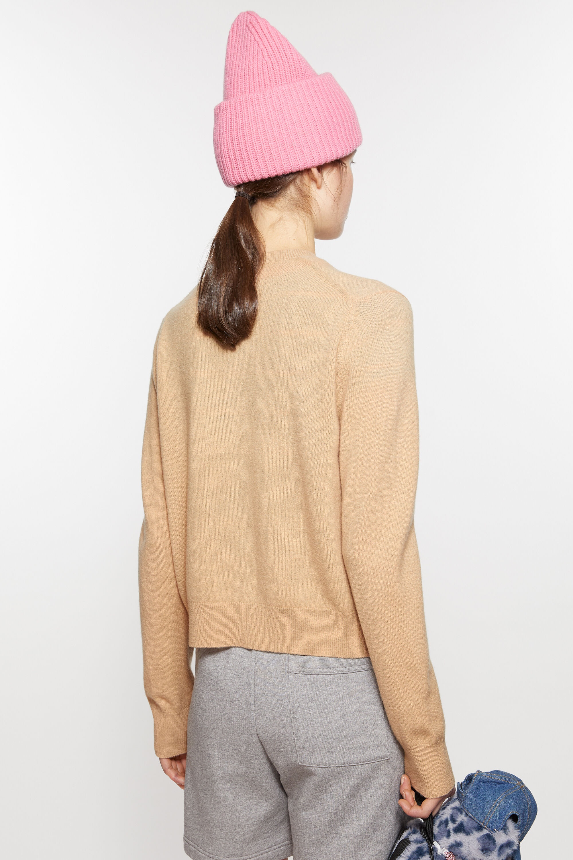 Crew neck cardigan - Biscuit beige - 3