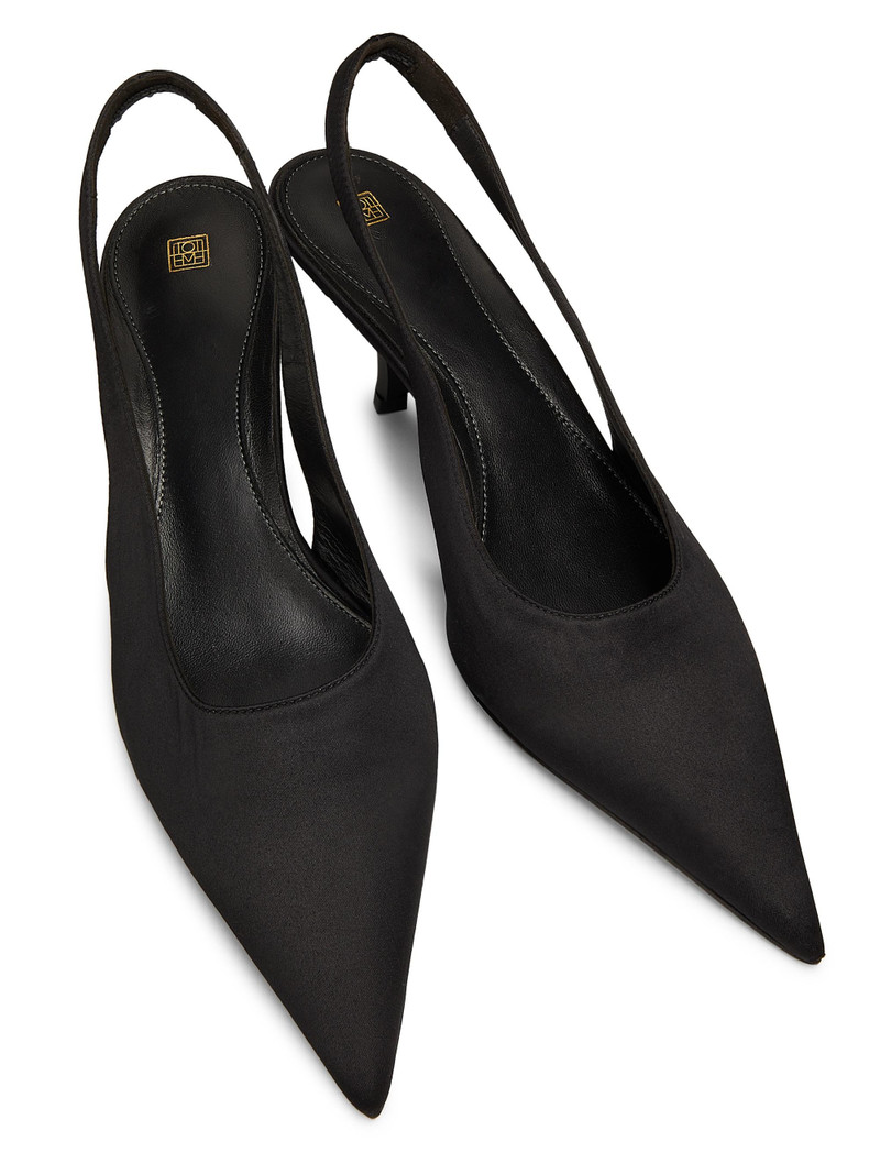 Women's 55MM Satin Slingback Pumps - Black 4
