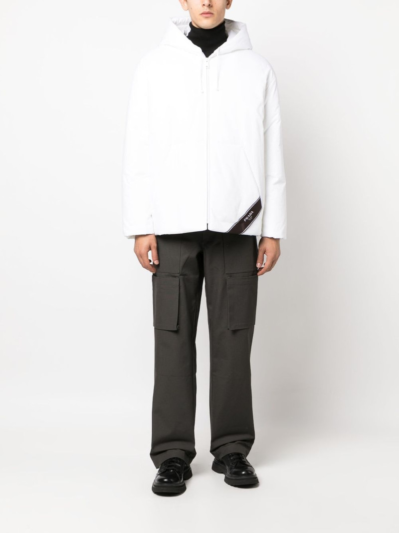 Prada logo-print hooded down jacket outlook