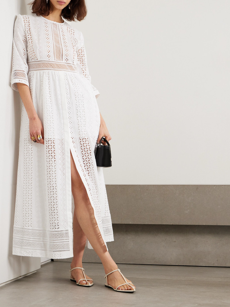 LORETTA CAPONI Broderie Anglaise Cotton Midi Dress outlook