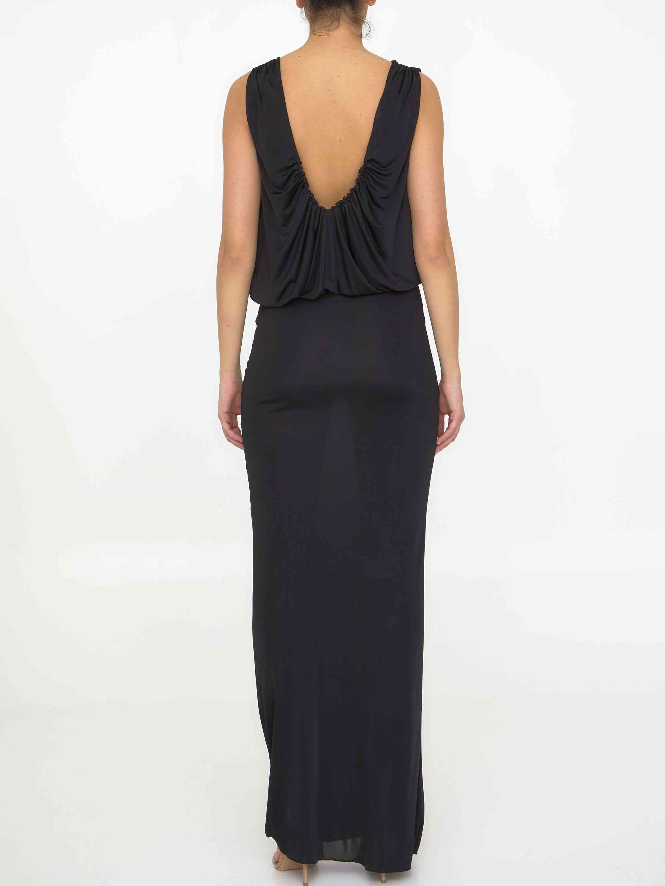 Saint Laurent Women Long Dress In Shiny Jersey - 4
