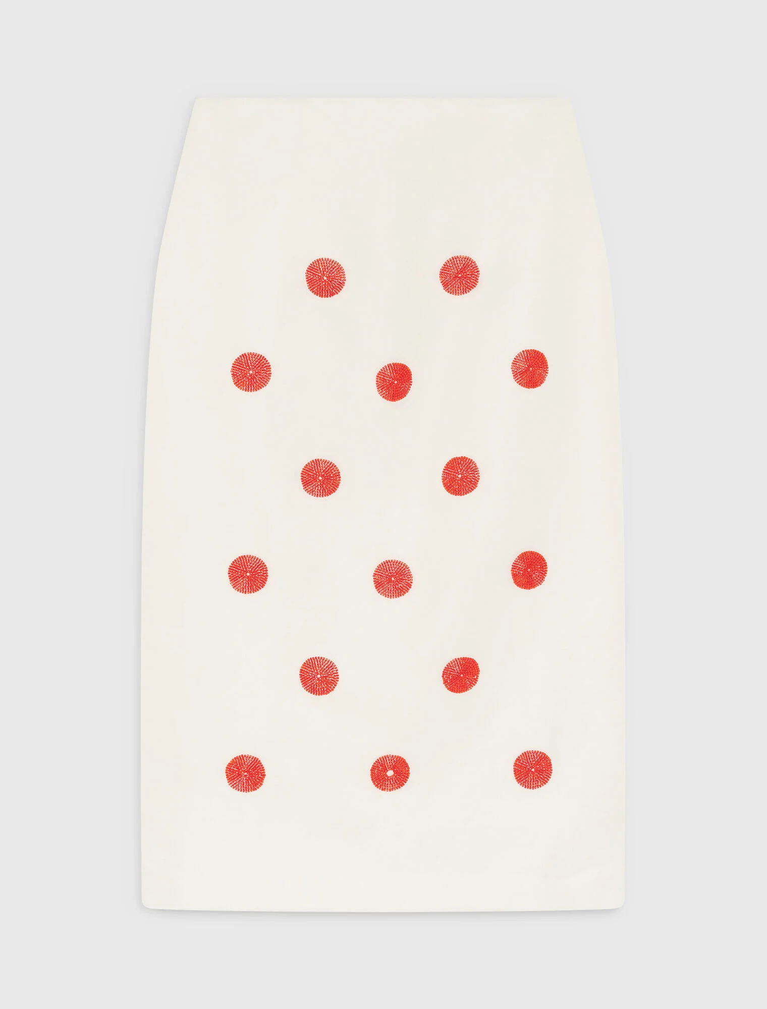 Embroidered linen-silk pencil skirt - 1