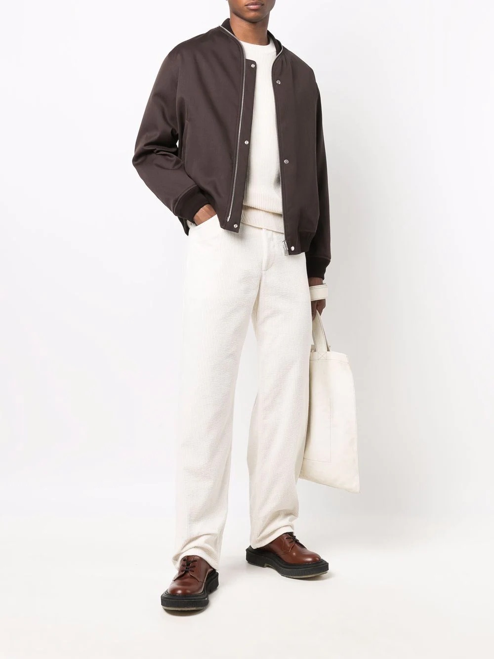 straight leg corduroy trousers - 2