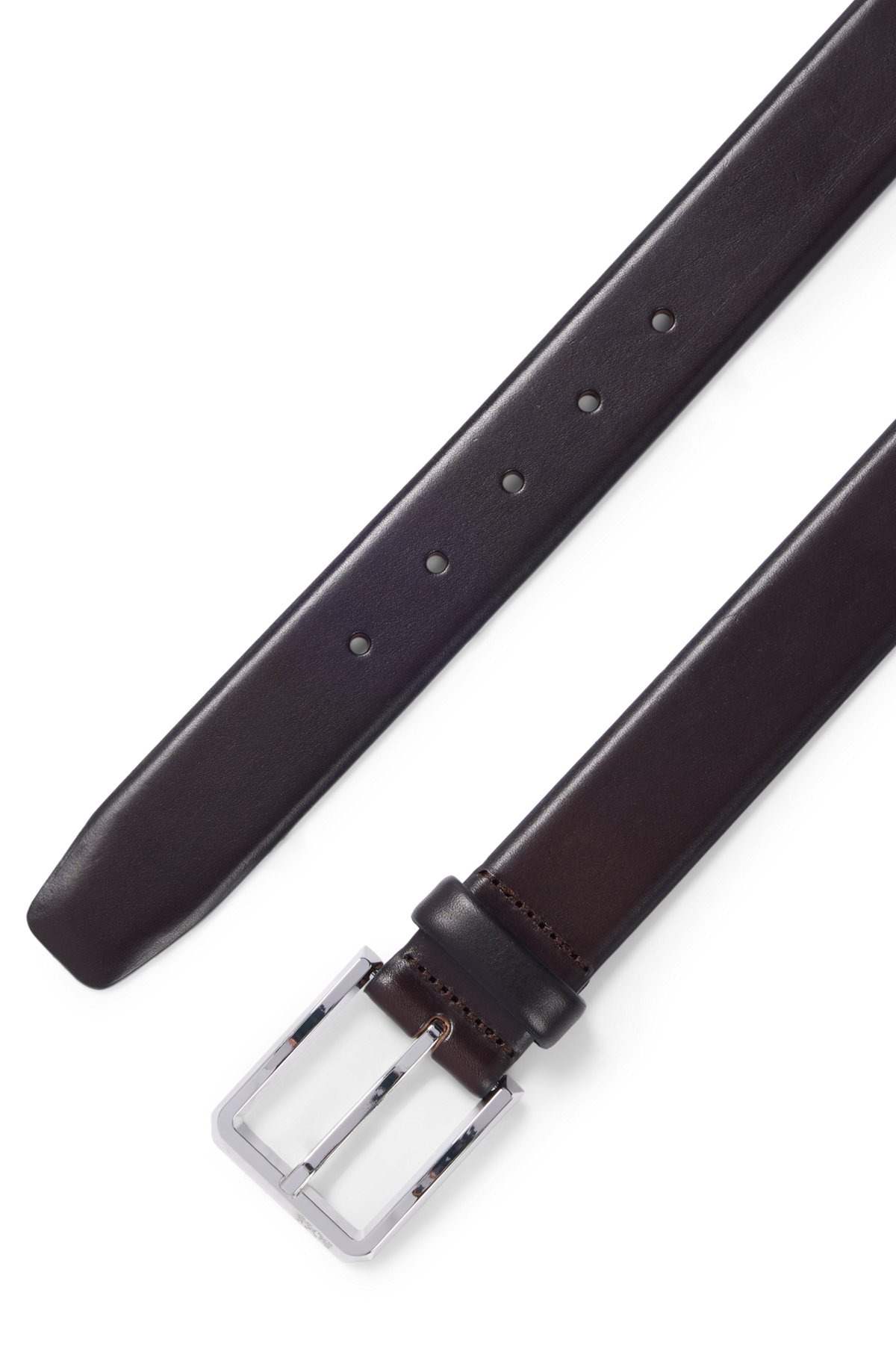ITALIAN-LEATHER BELT WITH POLISHED GUNMETAL BUCKLE - 3