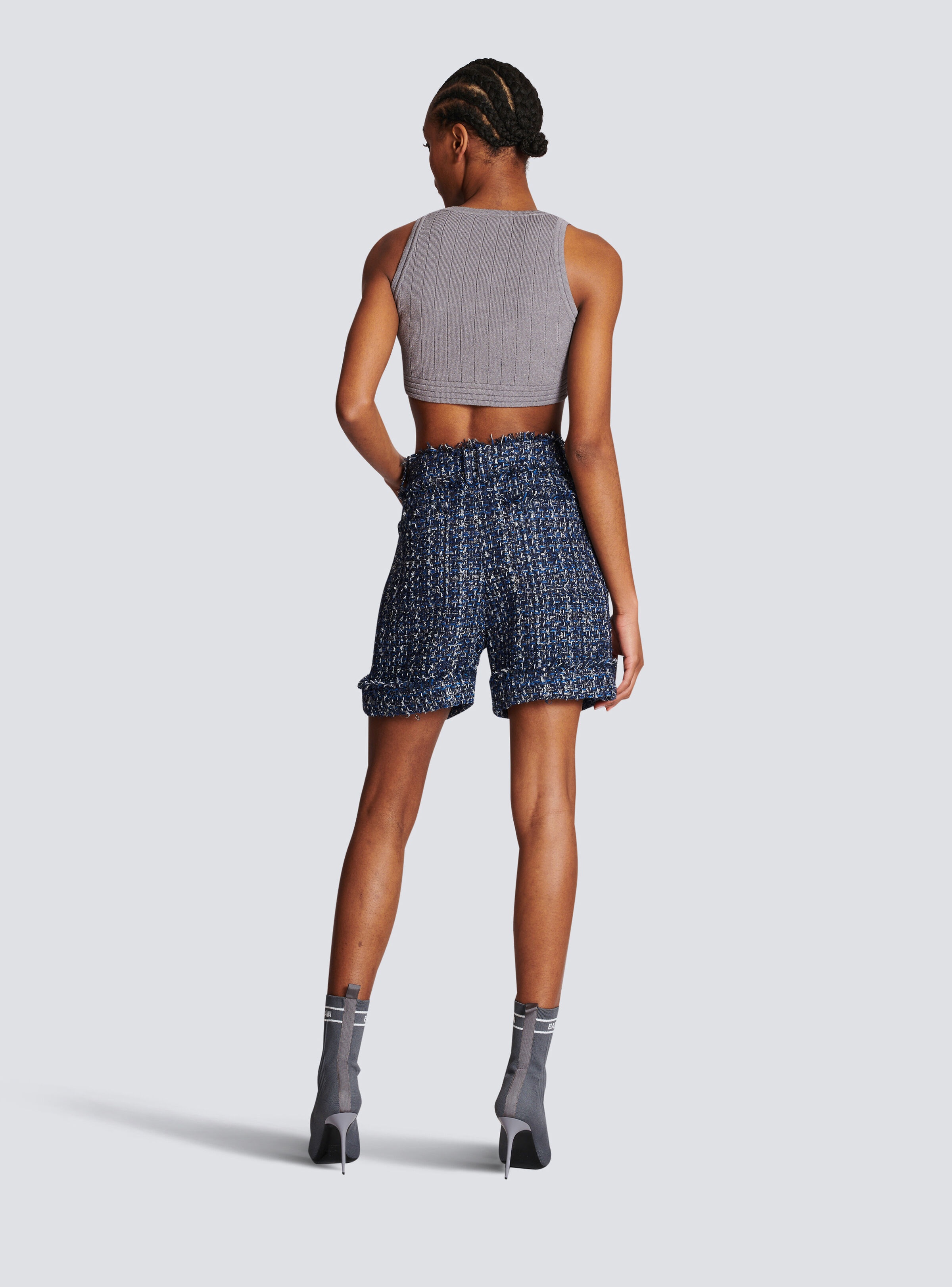 Tweed high-waisted shorts - 4