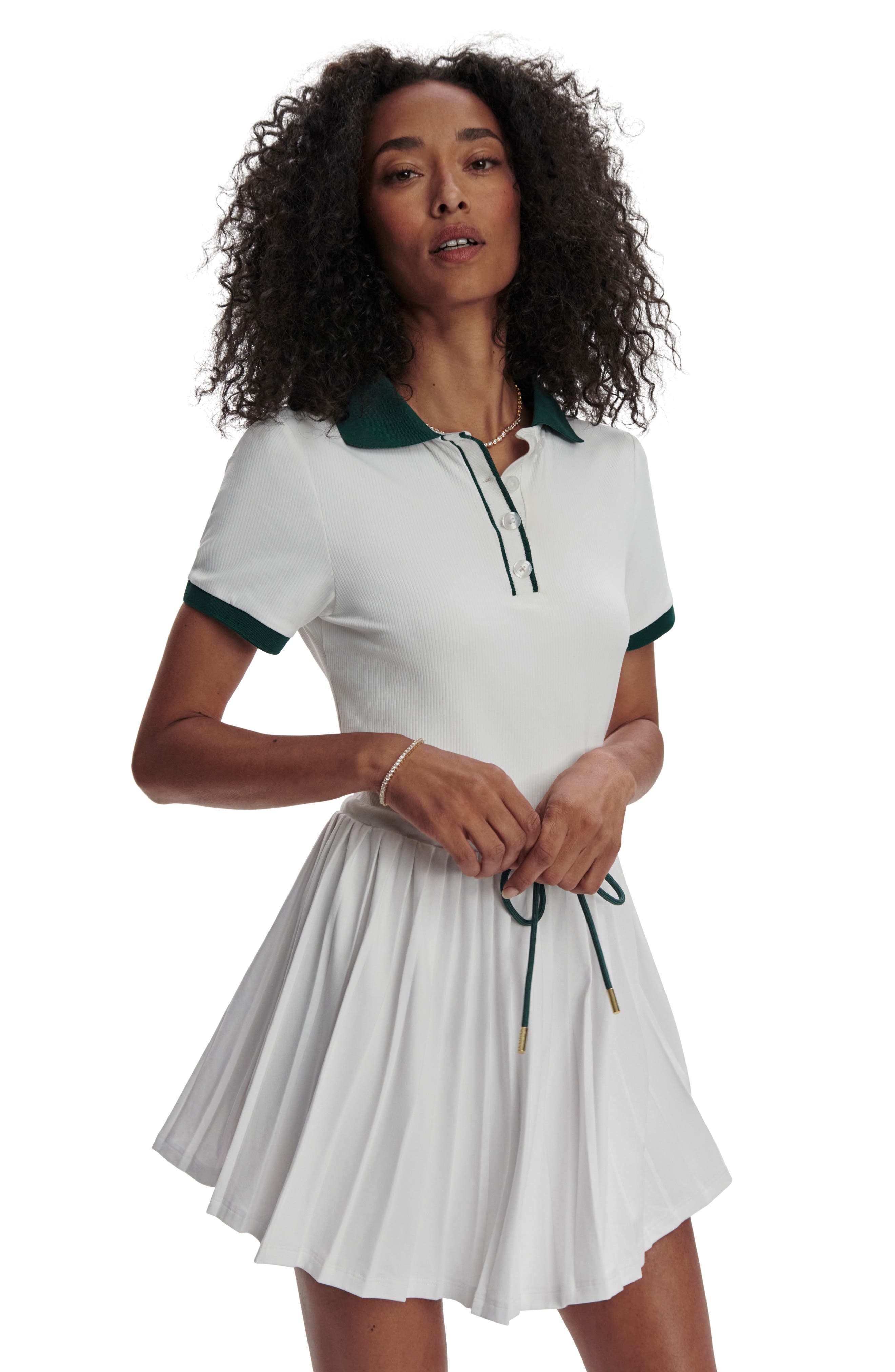 Varley Paloma Court Dress with Removable Shorts in White/Forest at Nordstrom - 5
