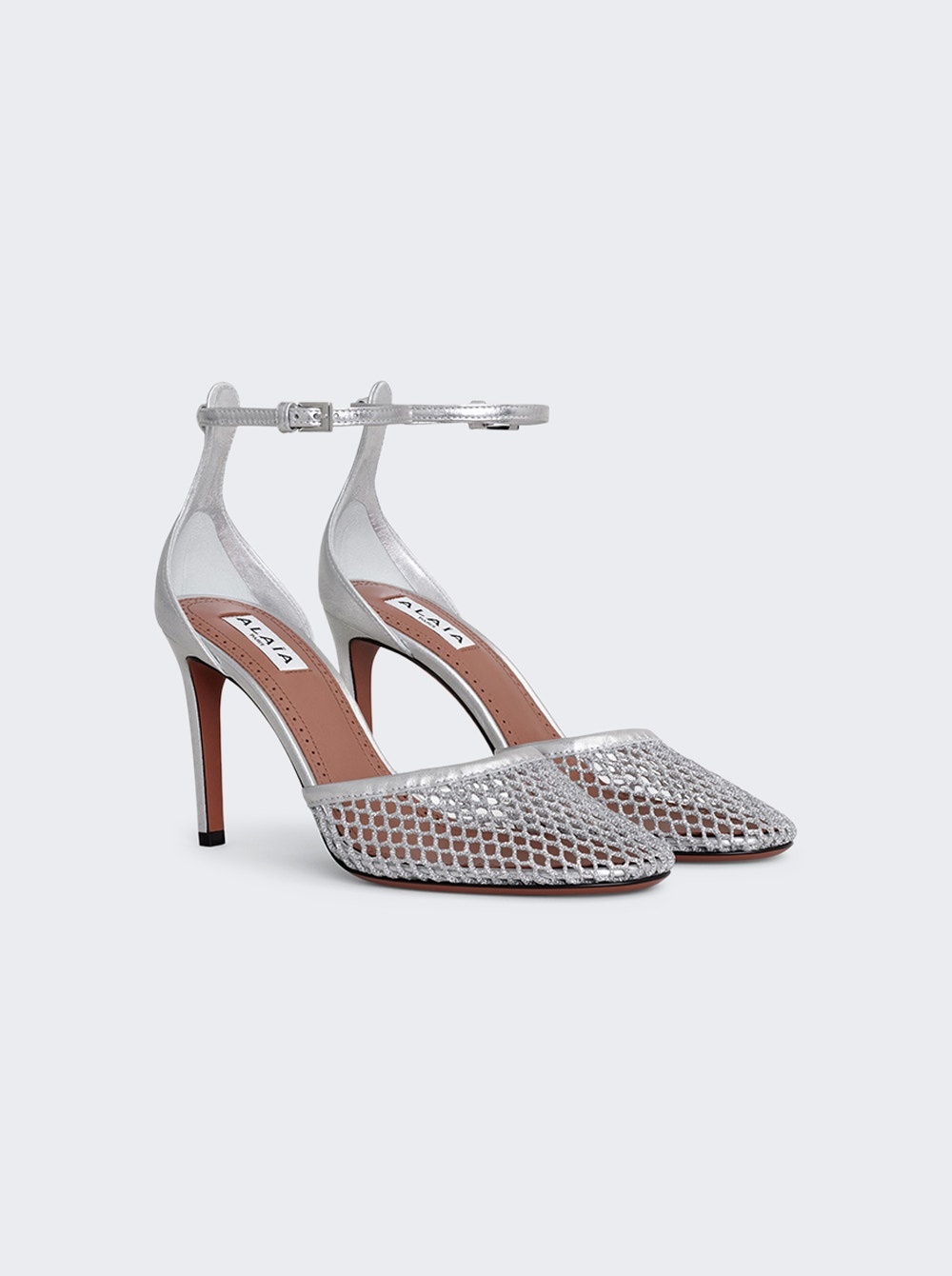 High Fishnet Pumps Silver - 2