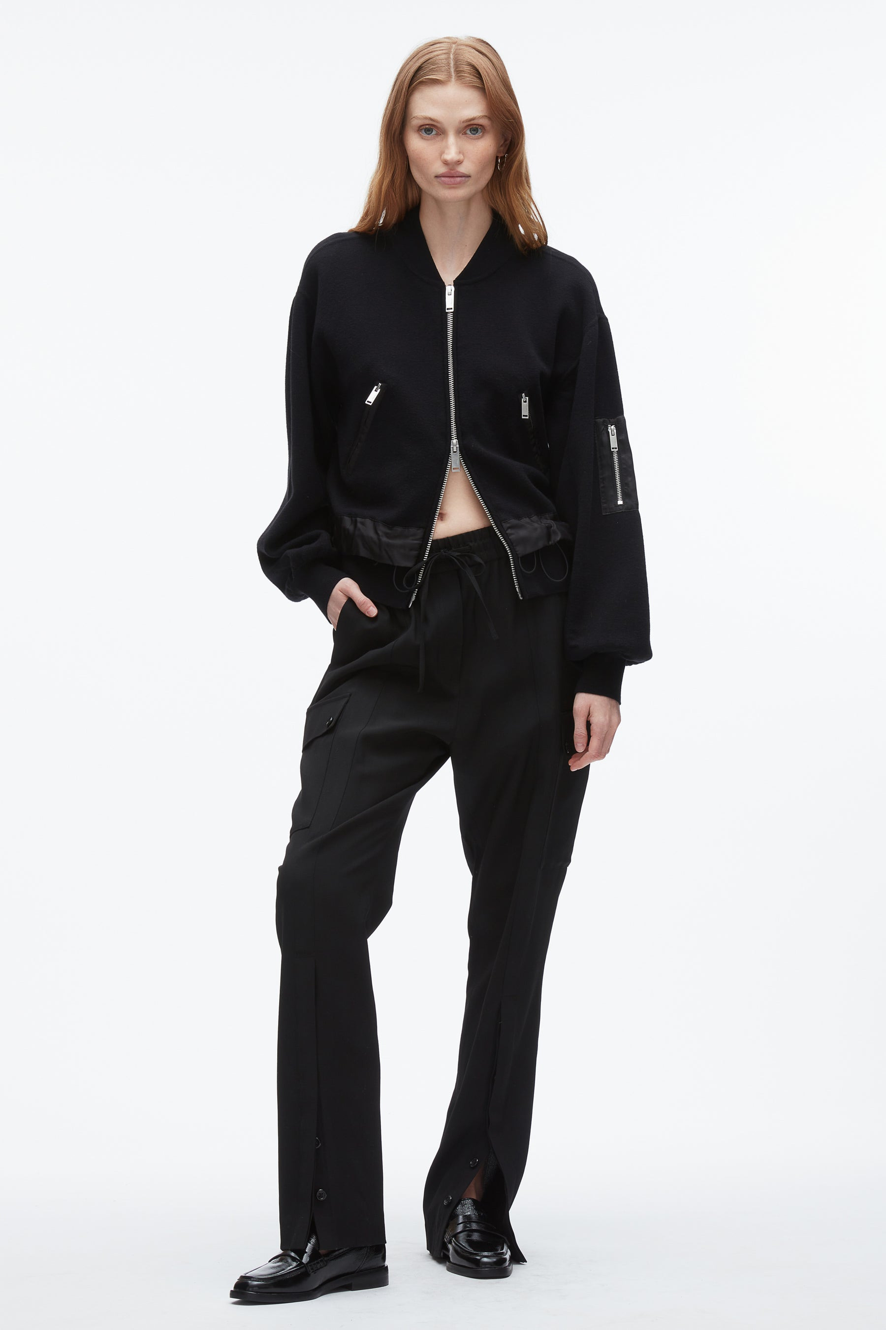 Knit Layered Bomber Jacket - 2