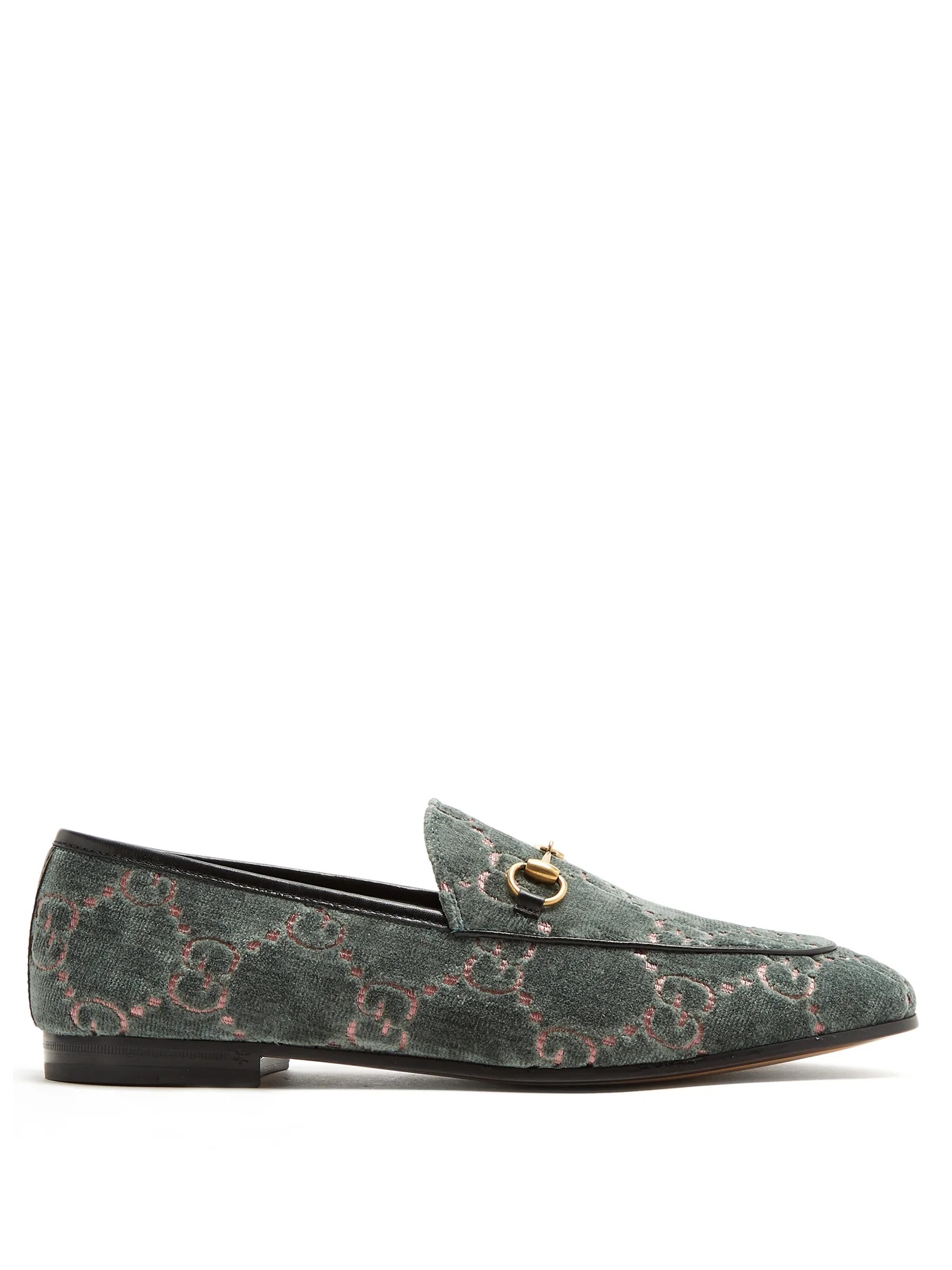 Jordaan logo-jacquard velvet loafers - 1