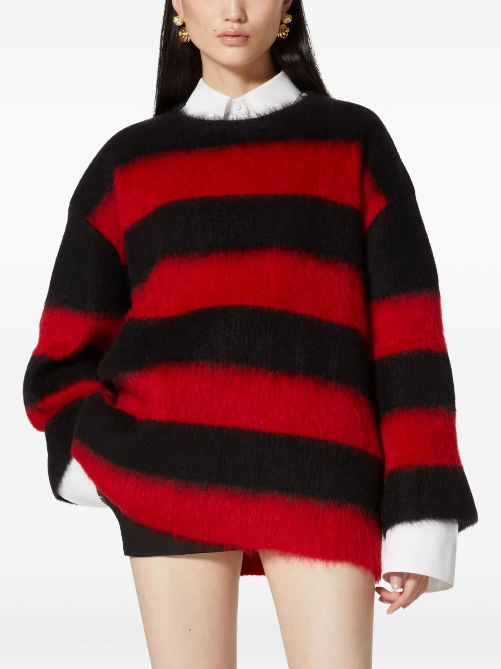 stripe-pattern mohair-blend jumper - 3