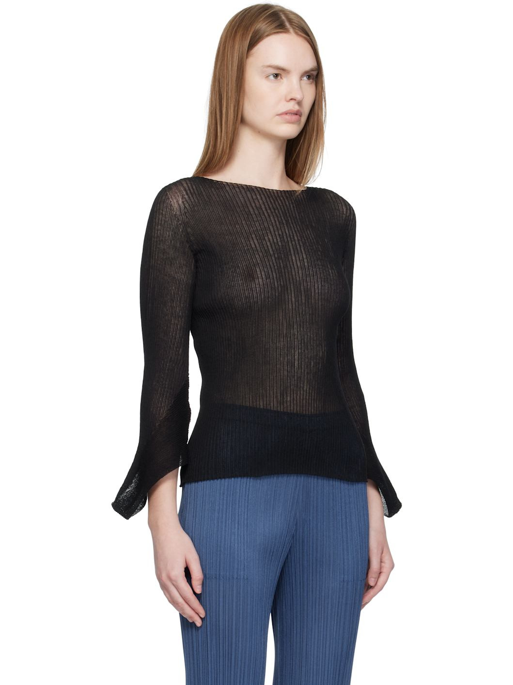 Black Spikelet Knit Sweater - 2