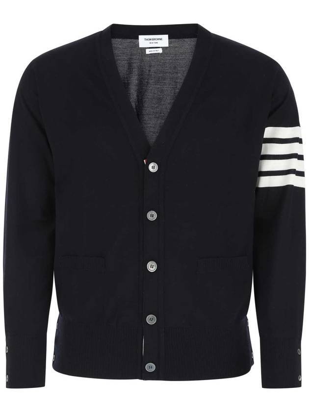 Men's Sustainable Classic Diagonal Wool Cardigan Navy - 1