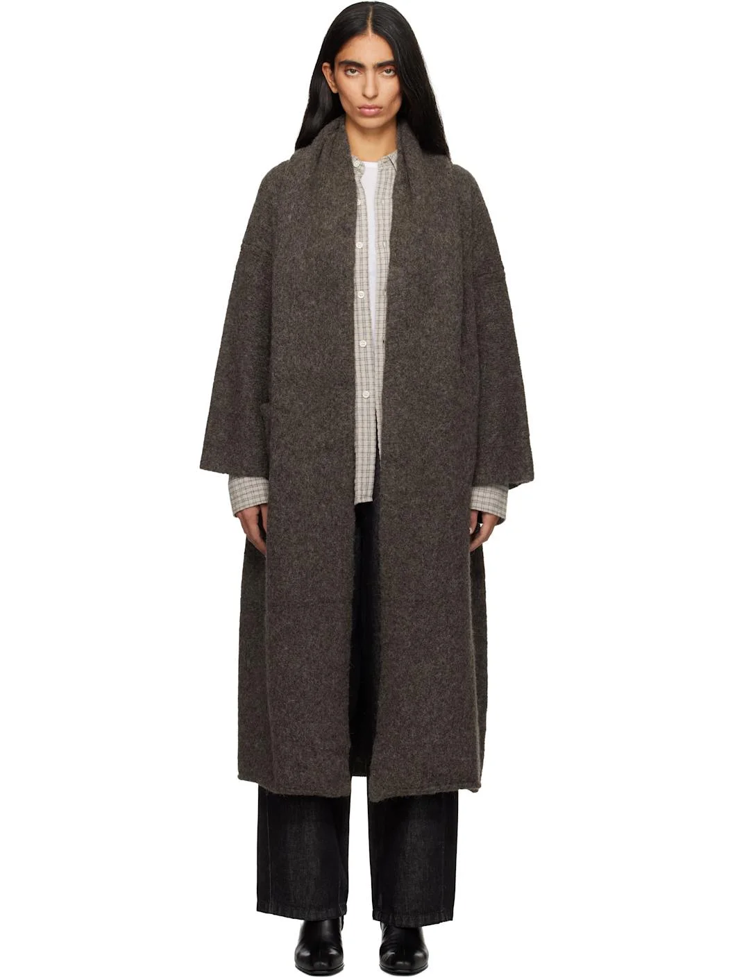 Gray Long Shawl Cardigan - 1